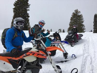 Snowbike rentals in Summit County, Colorado.